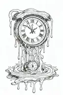 melting clock tattoo design idea