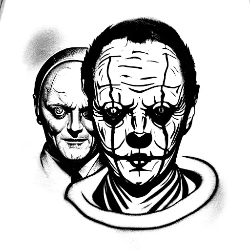 Candyman Tony Todd , hannibal lecter anthony hopkins, and Pennywise tim curry , smoking marijuana tattoo design idea