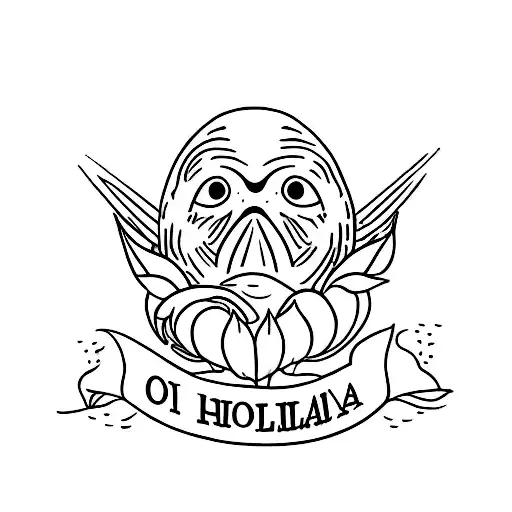 palabra "ohana" con una pluma al principio tattoo design idea