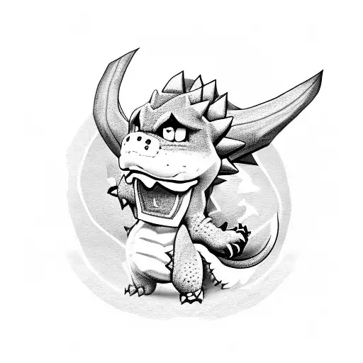 baby bowser with rattle  tattoo design idea