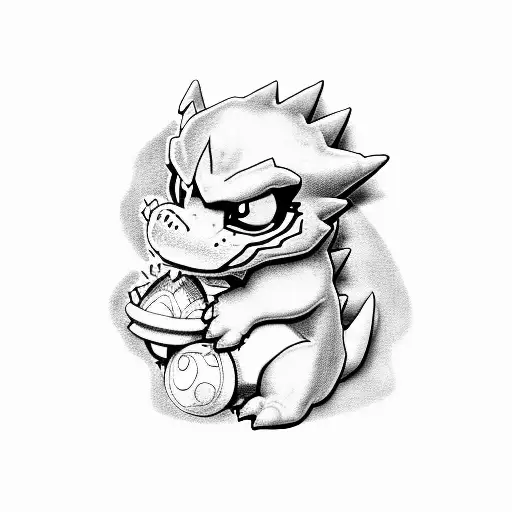 baby bowser holding a rattle  tattoo design idea