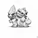 baby bowser with rattle  tattoo design idea