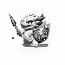 baby bowser with rattle  tattoo design idea