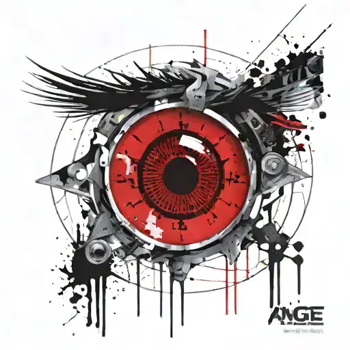 Biblically accurate ange, eyes in the middle circling ring with eyes, in square shape  tattoo design idea