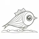 a happy eye, a shell on the Camino de Santiago, the sea and the sun, even a swallow, stylised tattoo design idea