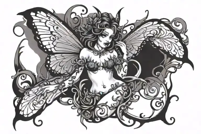 vine butterfly succubus qos tattoo design idea