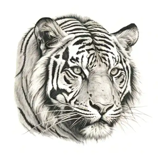 half of hari singh nalwas face and half of it being a tiger tattoo design idea