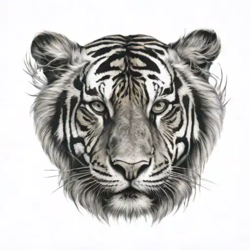 half of hari singh nalwas face and half of it being a tiger tattoo design idea