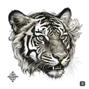half of hari singh nalwas face and half of it being a tiger tattoo design idea