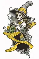 yellow brick road winding tattoo design idea