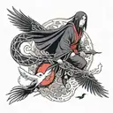 itachi uchiha with crows  tattoo design idea