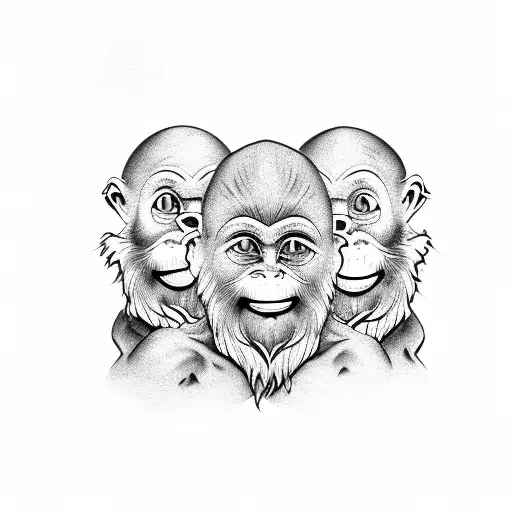 three wise monkeys tattoo design idea