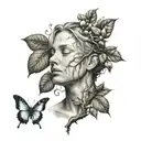 Crying Venus near Poison Tree without leaves tattoo design idea