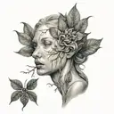 Crying Venus near Poison Tree without leaves tattoo design idea