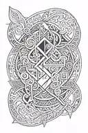 vikings symbol, valhalla, warrior wielding tattoo design idea