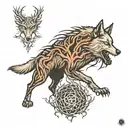 yggdrassil and fenris wolf tattoo design idea