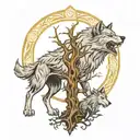 yggdrassil and fenris wolf tattoo design idea