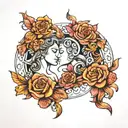 Gemini ♊ and Pisces ♓ tattoo line art combination tattoo design idea