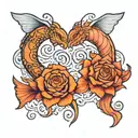 Gemini ♊ and Pisces ♓ tattoo line art combination tattoo design idea