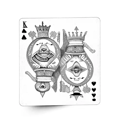 torn king and queen playing card tattoo design idea