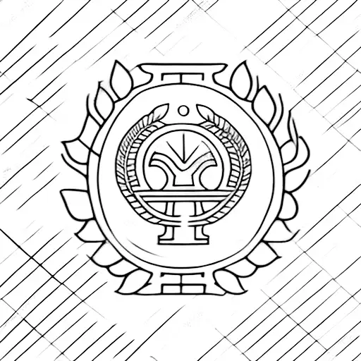 A blackwork tattoo of a Greek-style laurel wreath with a small motorcycle emblem in the center tattoo design idea