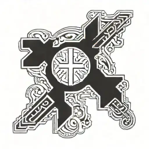 a cross outline tattoo with December 15 2016 in Roman numerals in it with the word ditto incorporated in it  tattoo design idea