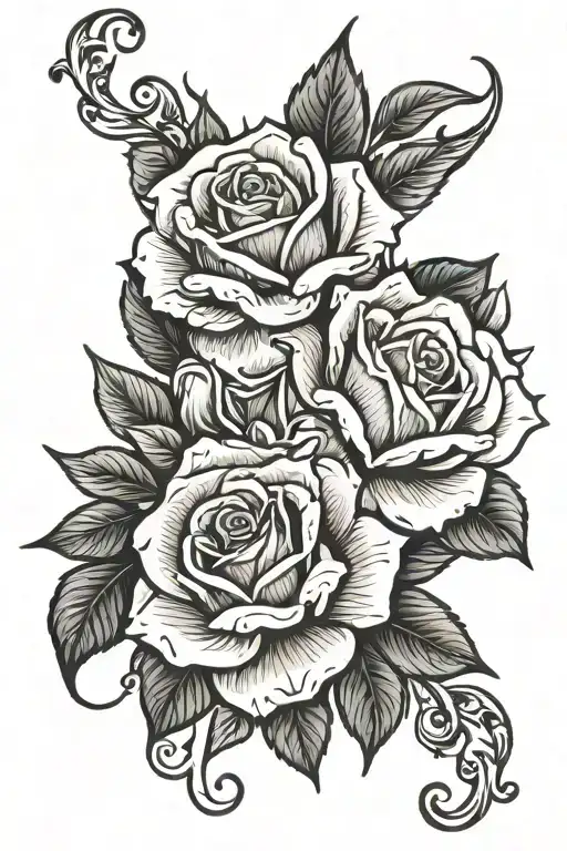 Danielle and Amiyah  names with roses tattoo design idea
