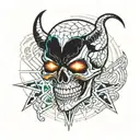 crying devil while laughing skull tattoo design idea