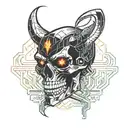 crying devil while laughing skull tattoo design idea