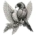 raven and seraphim angel half demon tattoo design idea