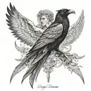 raven and seraphim angel half demon tattoo design idea