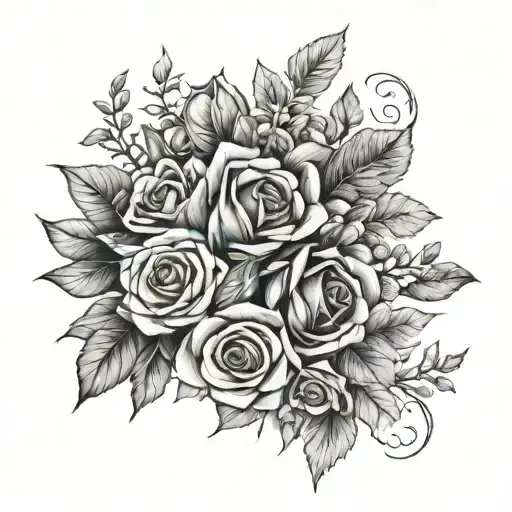 family Bouquet November, September, October, February, June  tattoo design idea