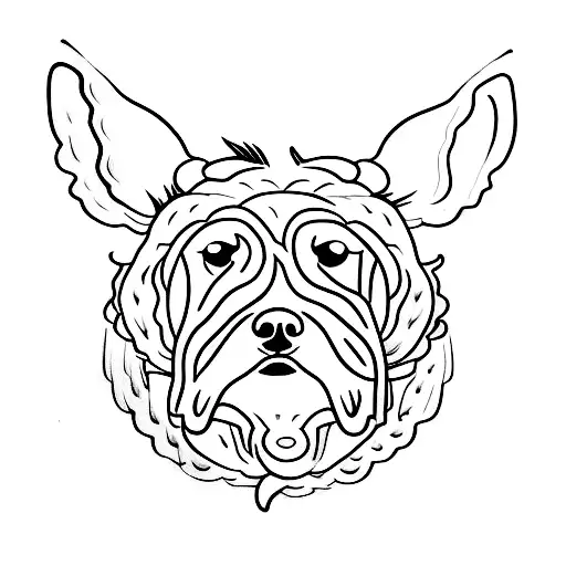 A minimalist tattoo of a Maltês dog with a dog bone tattoo design idea