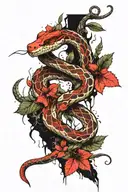 snakes with leaves on collarbones tattoo design idea