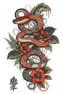 snakes with leaves on collarbones tattoo design idea