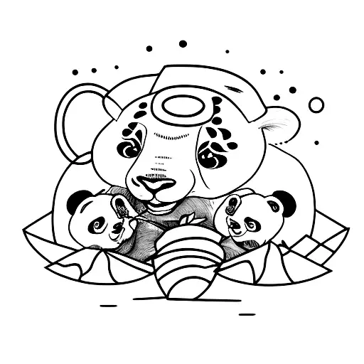 panda hippy bamboo tattoo design idea