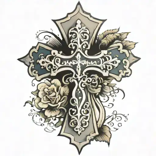 cross with psalm 23:4 tattoo design idea