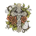 cross with psalm 23:4 tattoo design idea