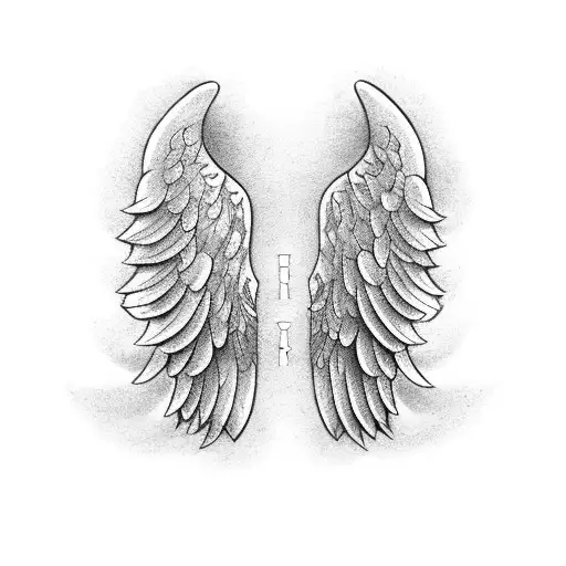 Angel wings with see no evil, hear no evil, speak no evil symbols tattoo design idea