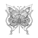  Patchwork tattoos all over the men torso in an antique or vintage style. Put a butterfly in the middle of the chest tattoo design idea