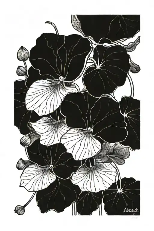 nasturtium flowers tattoo design idea