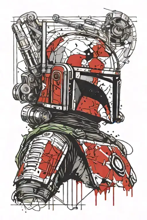 arsenal cannon and boba fett helmet tattoo design idea