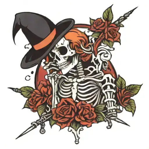 emo skeleton tattoo design idea