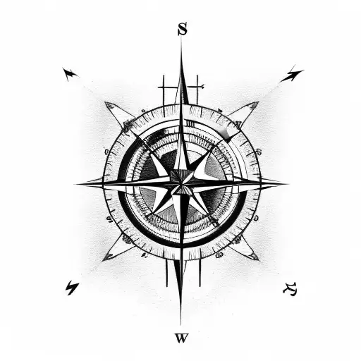compass with native arrow tattoo design idea