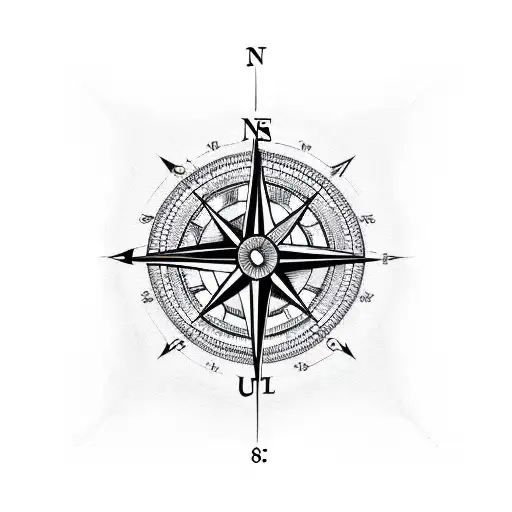 compass with native arrow tattoo design idea