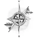 compass with native arrow tattoo design idea