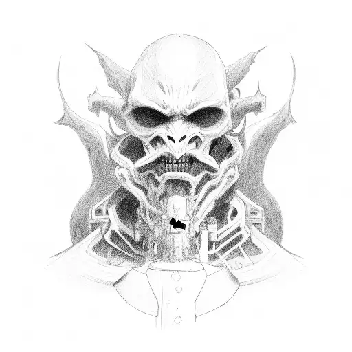 a human with a shadow demon behind him tattoo design idea