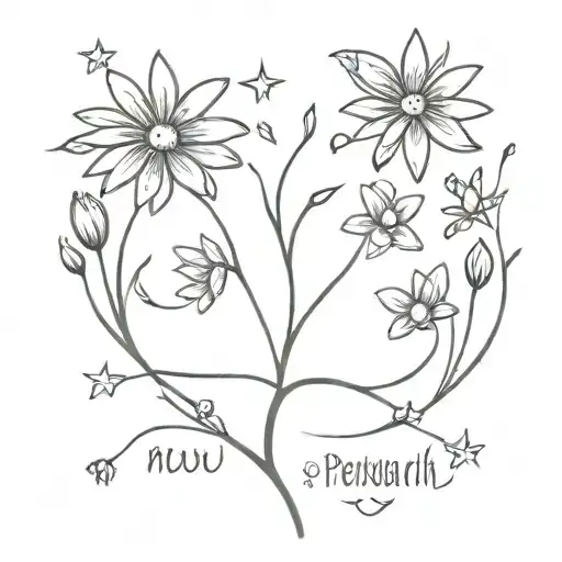 the value of the moment "now" faith in yourself strength of soul and will I can do everything I am strong Daisies Petersburg Kindness Heart Stars tattoo design idea