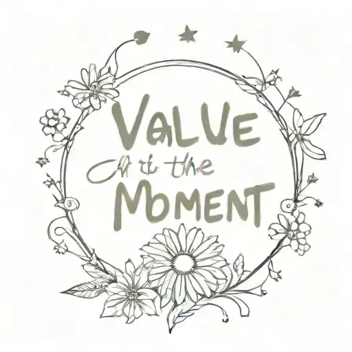 the value of the moment "now" faith in yourself strength of soul and will I can do everything I am strong Daisies Petersburg Kindness Heart Stars tattoo design idea