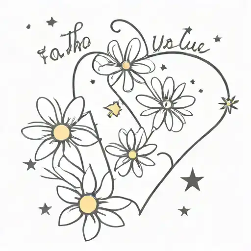 the value of the moment "now" faith in yourself strength of soul and will I can do everything I am strong Daisies Petersburg Kindness Heart Stars tattoo design idea
